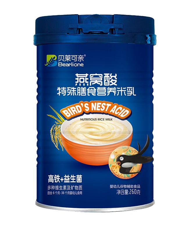 貝萊可(kě)親 高(gāo)鐵(tiě)+益生(shēng)菌燕窩酸特膳米乳 260g