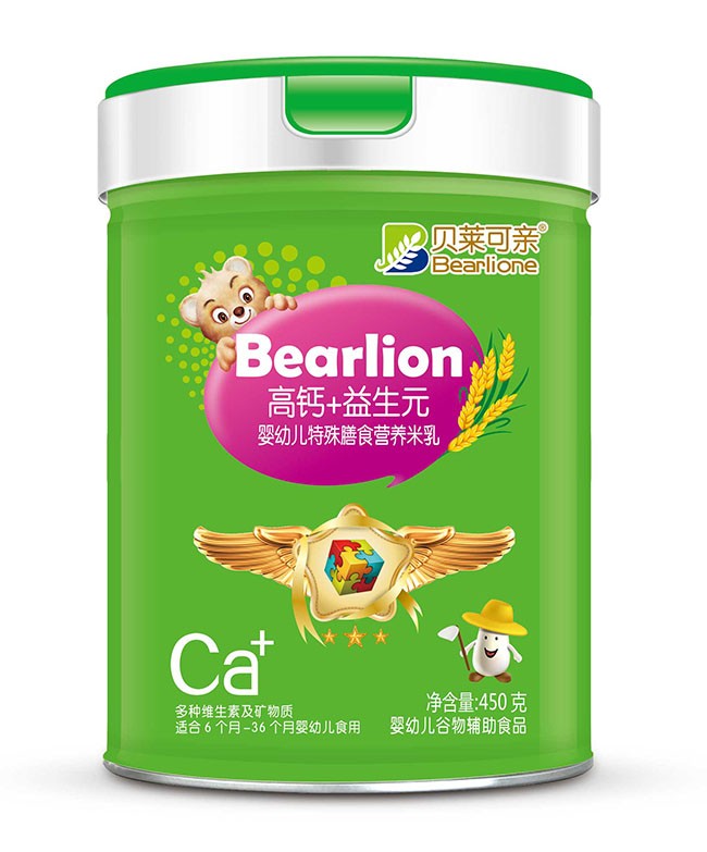 貝萊可(kě)親  高(gāo)鈣+益生(shēng)元嬰幼兒(ér)特膳米乳  450g