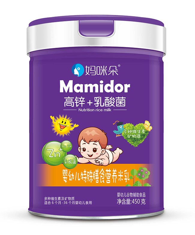 媽(mā)咪朵 高(gāo)鋅+乳酸菌特膳米乳 450g