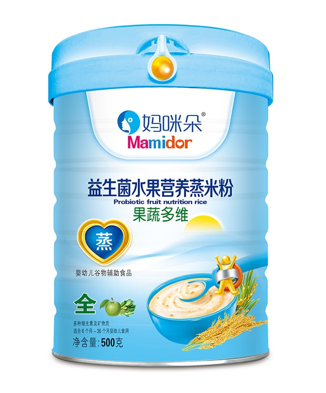 媽(mā)咪朵 果蔬多(duō)維益生(shēng)菌水(shuǐ)果蒸米粉 500g